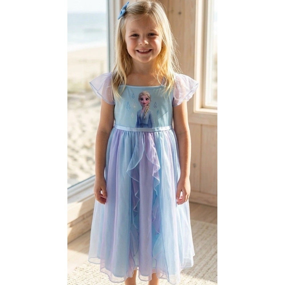 Disney Frozen Elsa Blue 2T 2 Toddler Girl's Fancy‎ Nightgown Long Gown